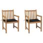 Preview: ARDEBO.de - Gartenstühle 2 Stk. mit Schwarzen Kissen Massivholz Teak