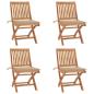 Preview: ARDEBO.de - Klappbare Gartenstühle mit Kissen 4 Stk. Massivholz Teak