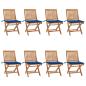 Preview: ARDEBO.de - Klappbare Gartenstühle mit Kissen 8 Stk. Massivholz Teak