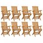 Preview: ARDEBO.de - Gartenstühle mit Beigen Kissen 8 Stk. Massivholz Teak