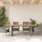 Preview: Gartentisch mit Akazienholz-Platte Grau 190x80x75cm Poly Rattan
