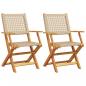 Preview: Gartenstühle 2 Stk. Beige Massivholz Akazie und Poly Rattan