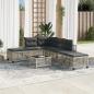 Preview: 3-tlg. Garten-Ecksofa-Set mit Kissen Hellgrau Poly Rattan