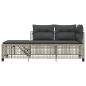 Preview: 3-tlg. Garten-Ecksofa-Set mit Kissen Hellgrau Poly Rattan