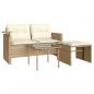 Preview: 3-tlg. Garten-Sofagarnitur mit Kissen Beige Poly Rattan