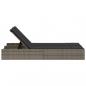 Preview: Doppel-Sonnenliege mit Kissen Grau Poly Rattan