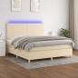 Preview: ARDEBO.de - Boxspringbett mit Matratze & LED Creme 160x200 cm Stoff