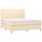 Preview: Boxspringbett mit Matratze & LED Creme 160x200 cm Stoff