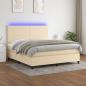 Preview: ARDEBO.de - Boxspringbett mit Matratze & LED Creme 160x200 cm Stoff