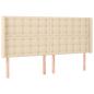 Preview: Boxspringbett mit Matratze & LED Creme 160x200 cm Stoff