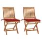Preview: ARDEBO.de - Gartenstühle 2 Stk. mit Roten Kissen Teak Massivholz