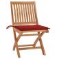 Preview: Gartenstühle 2 Stk. mit Roten Kissen Teak Massivholz