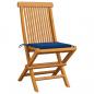 Preview: Gartenstühle mit Königsblauen Kissen 6 Stk. Massivholz Teak 