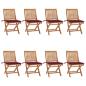 Preview: ARDEBO.de - Klappbare Gartenstühle mit Kissen 8 Stk. Massivholz Teak