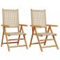 Preview: Gartenstühle 2 Stk. Beige Massivholz Akazie und Poly Rattan