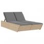 Preview: Doppel-Sonnenliege mit Auflagen Beige Poly Rattan
