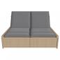 Preview: Doppel-Sonnenliege mit Auflagen Beige Poly Rattan