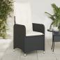 Preview: ARDEBO.de - Gartensessel Verstellbar mit Kissen Schwarz Poly Rattan