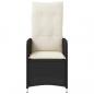 Preview: Gartensessel Verstellbar mit Kissen Schwarz Poly Rattan