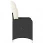 Preview: Gartensessel Verstellbar mit Kissen Schwarz Poly Rattan