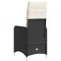 Preview: Gartensessel Verstellbar mit Kissen Schwarz Poly Rattan