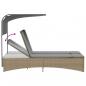 Preview: Doppel-Sonnenliege mit Dach und Auflagen Beige Poly Rattan