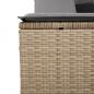 Preview: Doppel-Sonnenliege mit Dach und Auflagen Beige Poly Rattan