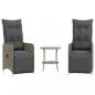 Preview: Outdoor-Lehnstühle 2 Stk. mit Tisch Grau Poly Rattan