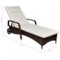 Preview: Sonnenliege mit Rollen Poly Rattan Braun