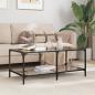 Preview: ARDEBO.de - Couchtisch mit Glasplatte Schwarz 98,5x50x40 cm Stahl