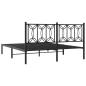 Preview: ARDEBO.de - Bettgestell mit Kopfteil Metall Schwarz 150x200 cm