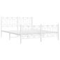 Preview: ARDEBO.de - Bettgestell mit Kopf- und Fußteil Metall Weiß 160x200 cm