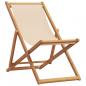 Preview: Strandstuhl Klappbar Beige Massivholz Eukalyptus und Stoff