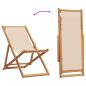 Preview: Strandstuhl Klappbar Beige Massivholz Eukalyptus und Stoff
