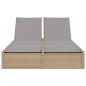 Preview: Doppel-Sonnenliege mit Auflagen Beige Poly Rattan
