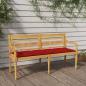 Preview: ARDEBO.de - Batavia-Bank mit Rotem Kissen 150 cm Massivholz Teak