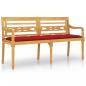 Preview: Batavia-Bank mit Rotem Kissen 150 cm Massivholz Teak