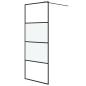 Preview: Duschwand für Walk-In Dusche Schwarz 80x195 cm ESG Halbmattiert