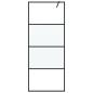 Preview: Duschwand für Walk-In Dusche Schwarz 80x195 cm ESG Halbmattiert