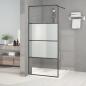 Preview: ARDEBO.de - Duschwand für Begehbare Dusche Schwarz 90x195cm Halbmatt ESG