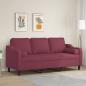 Preview: ARDEBO.de - 3-Sitzer-Sofa mit Zierkissen Weinrot 180 cm Stoff