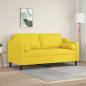 Preview: ARDEBO.de - 2-Sitzer-Sofa mit Zierkissen Hellgelb 140 cm Stoff