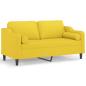 Preview: 2-Sitzer-Sofa mit Zierkissen Hellgelb 140 cm Stoff
