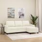 Preview: ARDEBO.de - 3-Sitzer-Sofa mit Hocker Creme 180 cm Samt