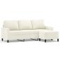 Preview: 3-Sitzer-Sofa mit Hocker Creme 180 cm Samt