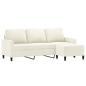 Preview: 3-Sitzer-Sofa mit Hocker Creme 180 cm Samt