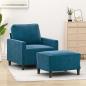 Preview: ARDEBO.de - Sessel mit Hocker Blau 60 cm Samt