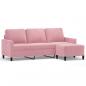 Preview: 3-Sitzer-Sofa mit Hocker Rosa 180 cm Samt