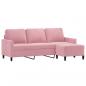 Preview: 3-Sitzer-Sofa mit Hocker Rosa 180 cm Samt