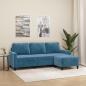 Preview: ARDEBO.de - 3-Sitzer-Sofa mit Hocker Blau 180 cm Samt